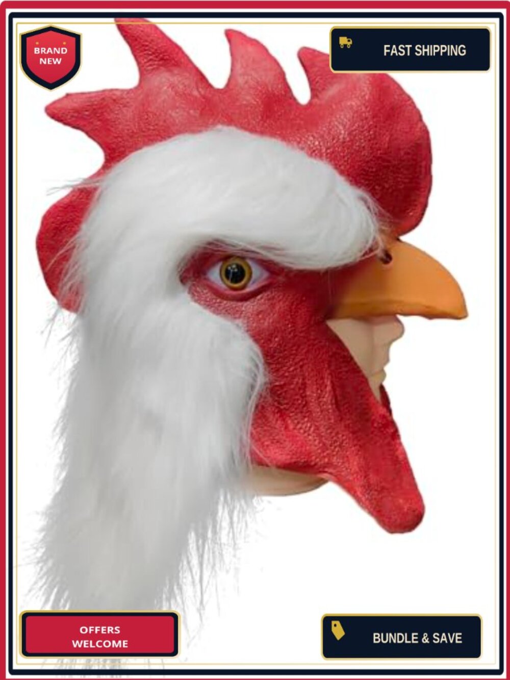 Rooster Latex Mask Half Head Chicken Halloween Costume Adult